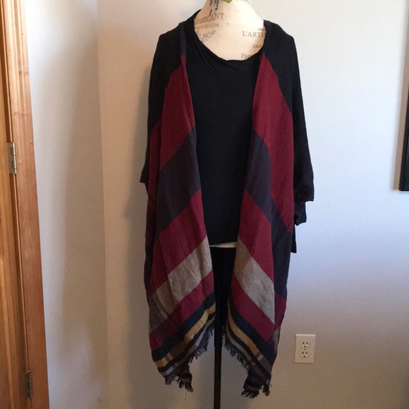 LOFT Sweaters - Loft strip long cozy comforting shawl sewn sides